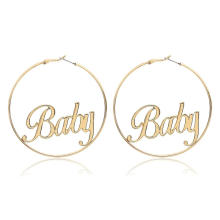 yiwu wholesale baby word hoop earrings gold earring hoops metal letter BABY earring for girlfriend gift